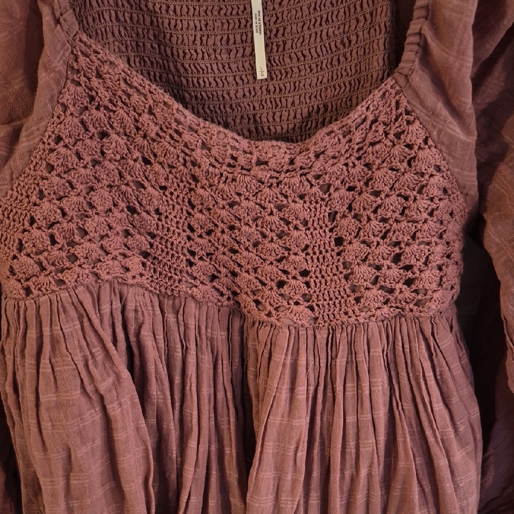 Free People Dusty Rose Crochet Detail Dress - Picture 6 of 12